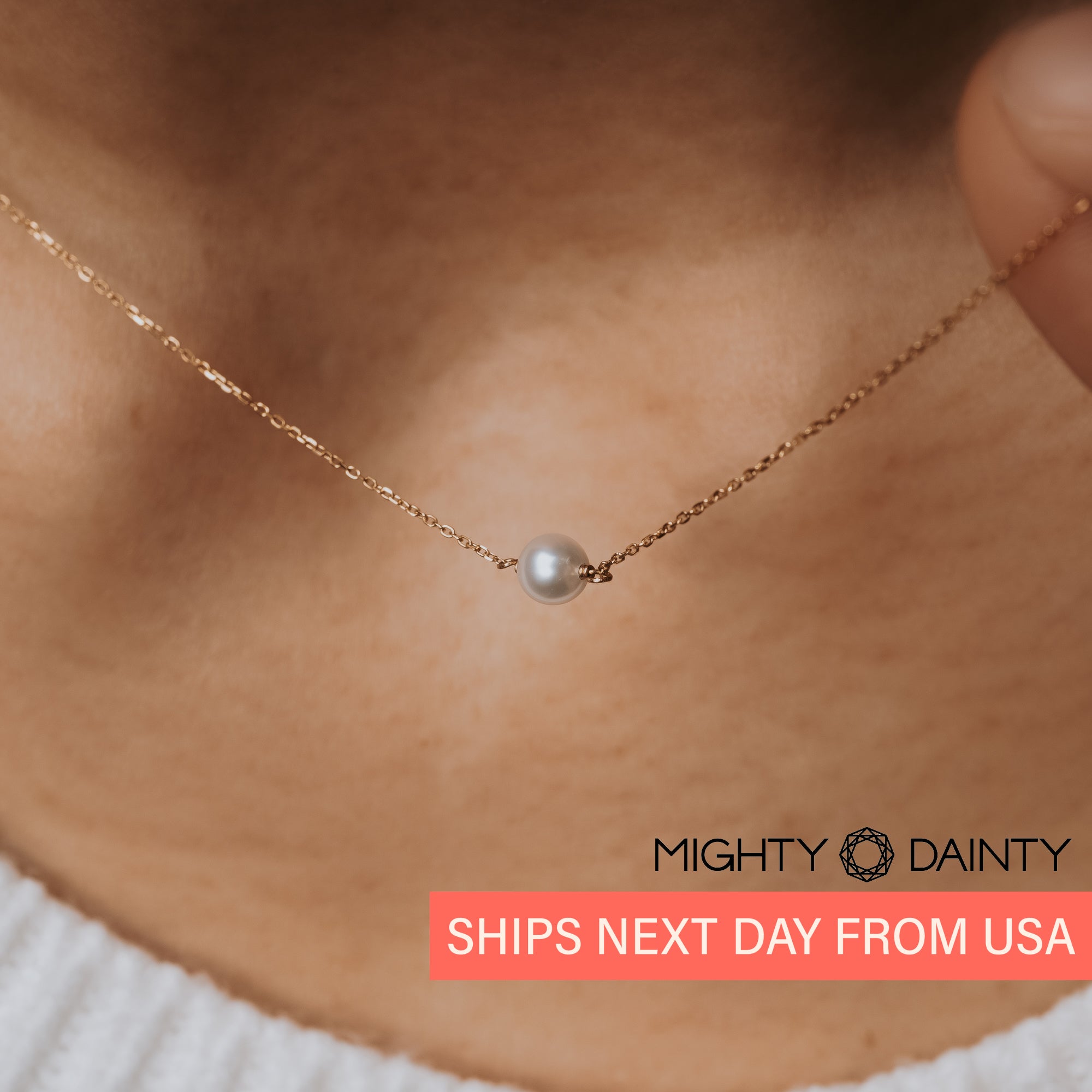 Gold Single Pearl Necklace
