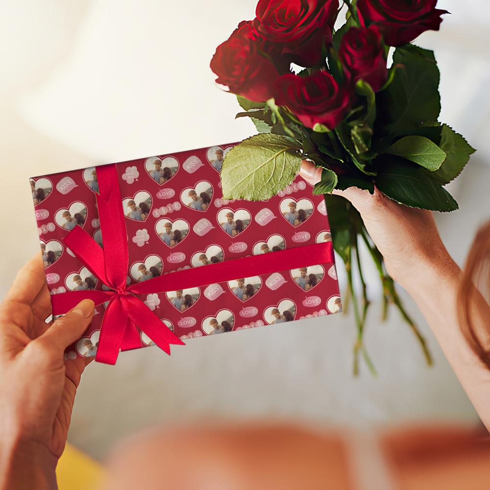 Custom Photo Face Wrapping Paper-Gift of Love