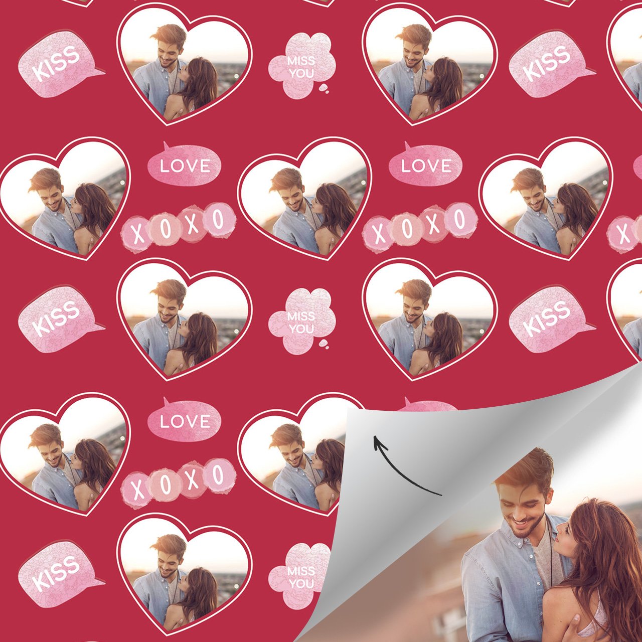 Custom Photo Face Wrapping Paper-Gift of Love