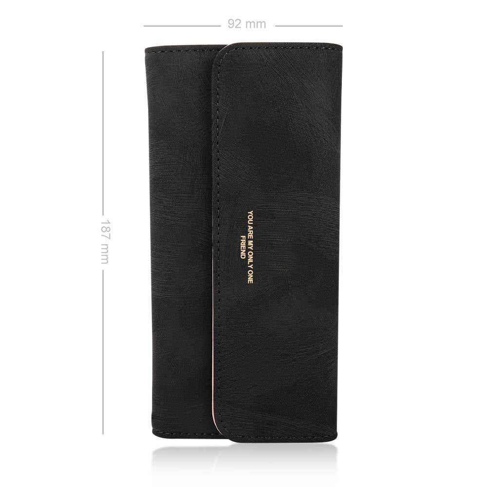 Women's Trifold Photo Wallet - Black Leather