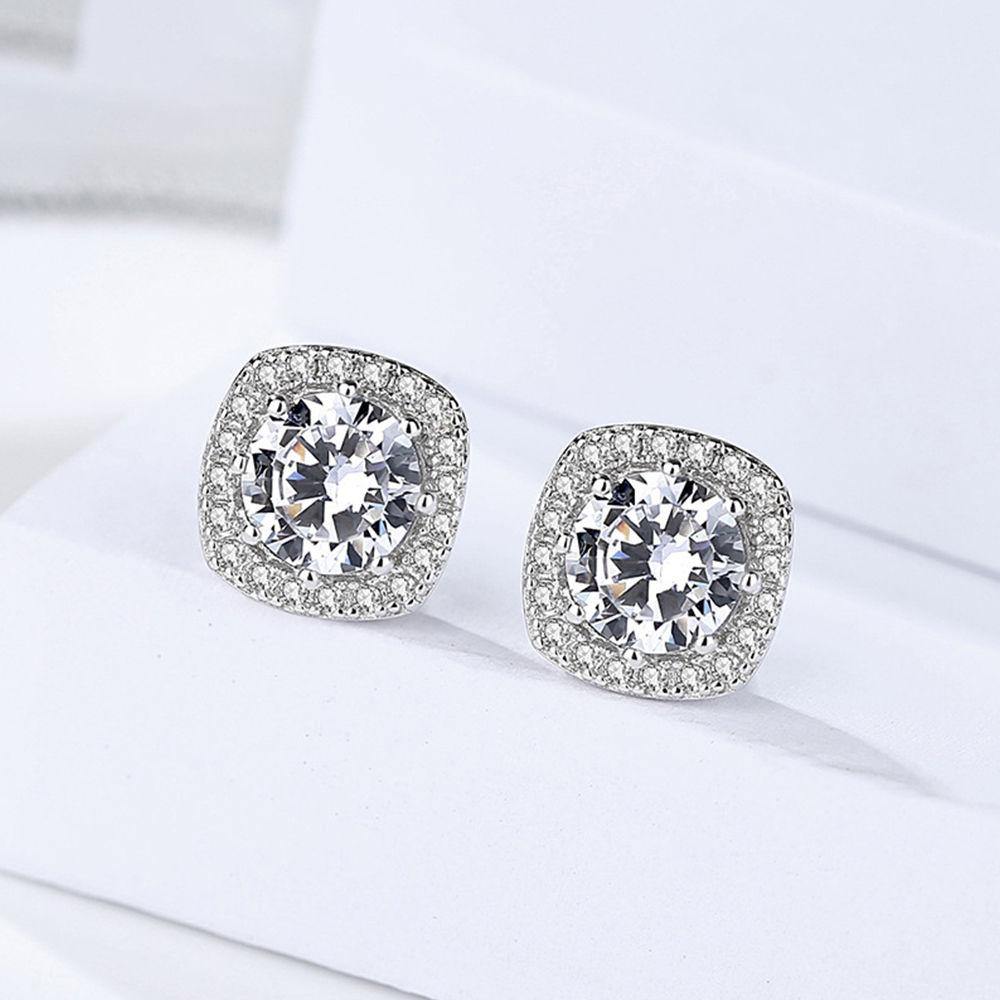 Square Diamond Ear Studs