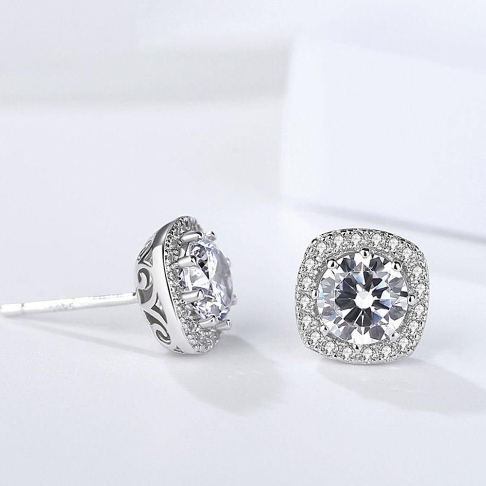 Square Diamond Ear Studs