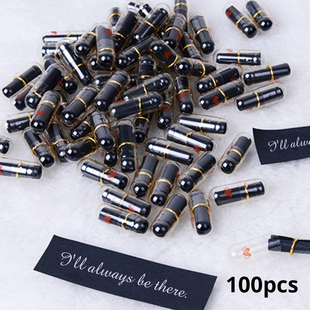 Black 100pcs DIY Lovely Mini Message Letter in a Bottle with Box