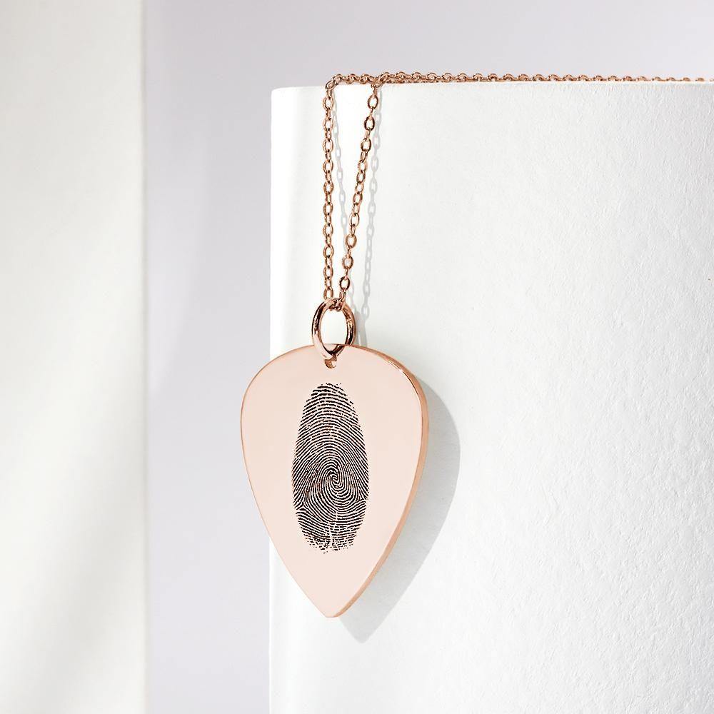 Actual Fingerprint Necklace Guitar Pick Necklace Memorial Gift for Him Rose Gold Plated
