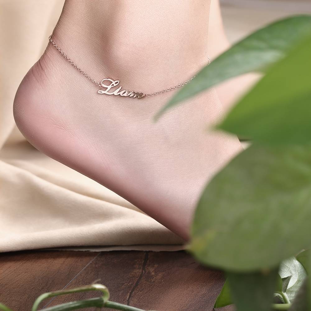 Personalized Name Anklet Rose Gold Plated Silver