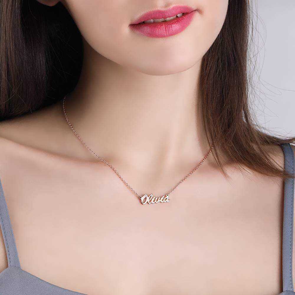 0.02ct Diamond Name Necklace Rose Gold Plated Silver