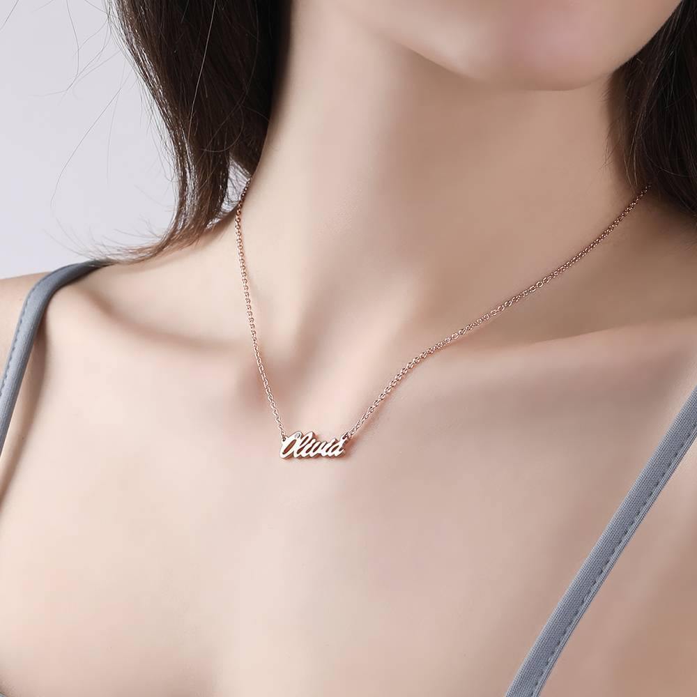 0.02ct Diamond Name Necklace Rose Gold Plated Silver