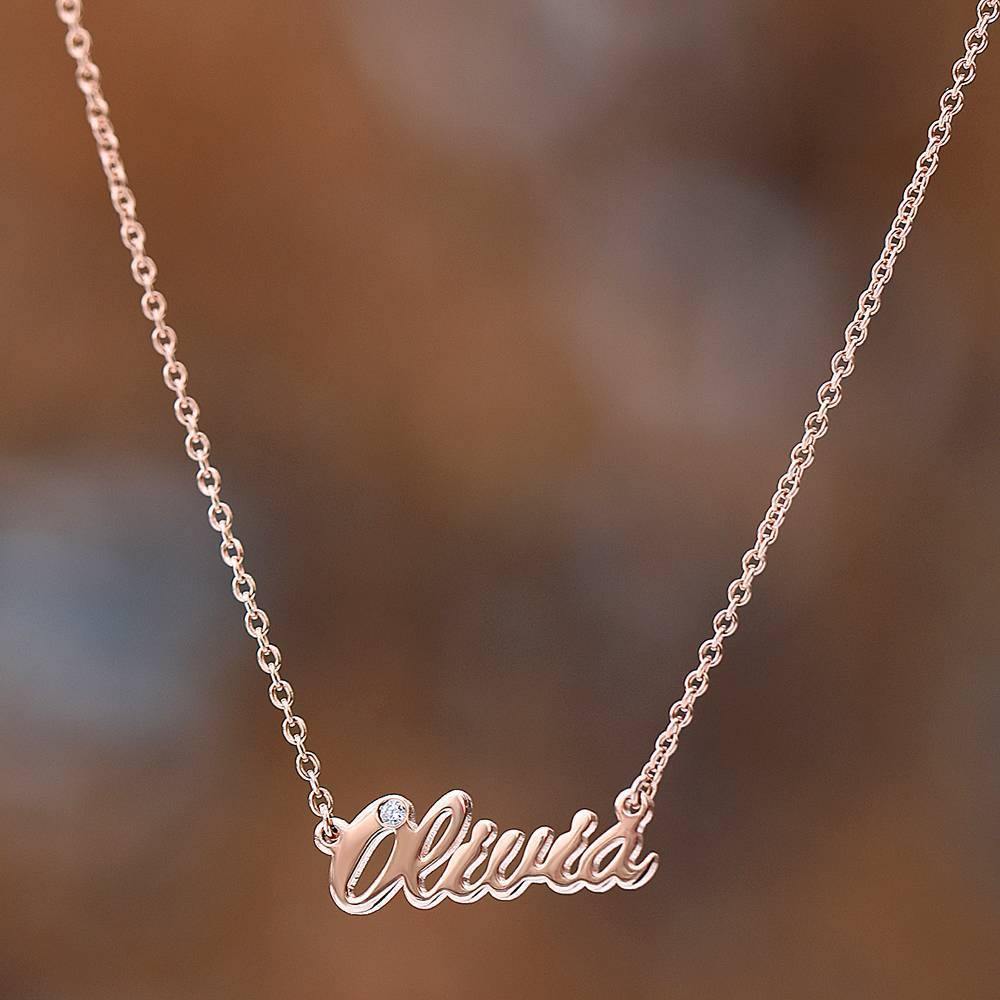 0.02ct Diamond Name Necklace Rose Gold Plated Silver