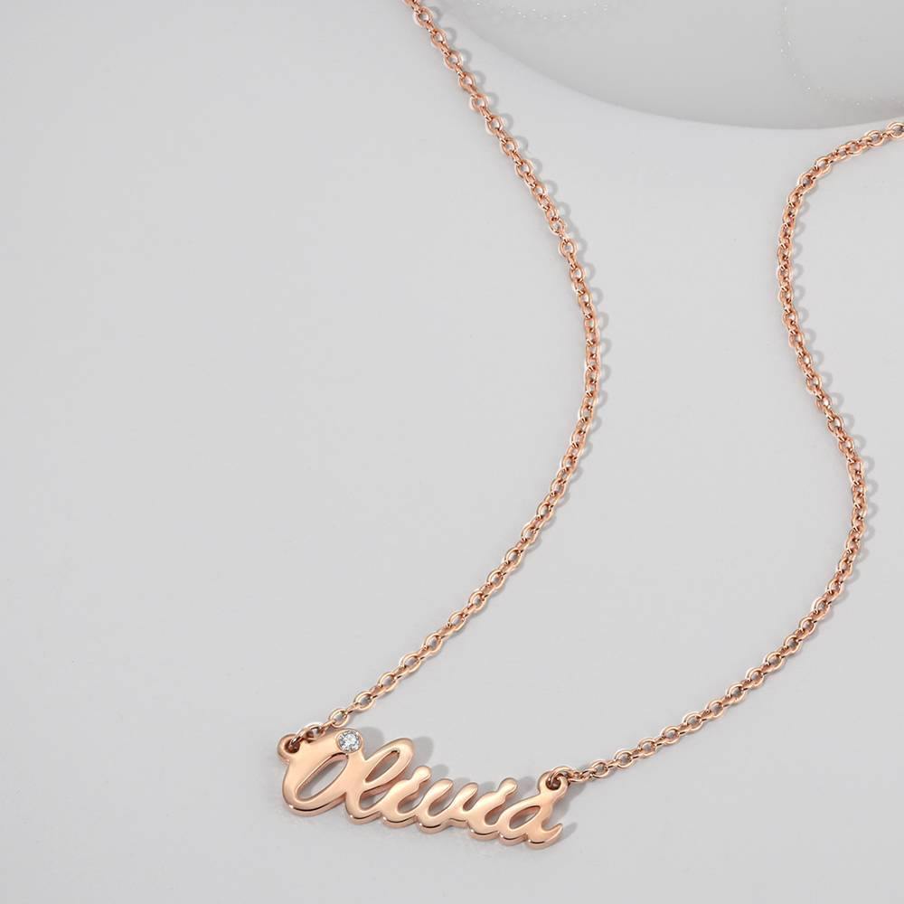 0.02ct Diamond Name Necklace Rose Gold Plated Silver
