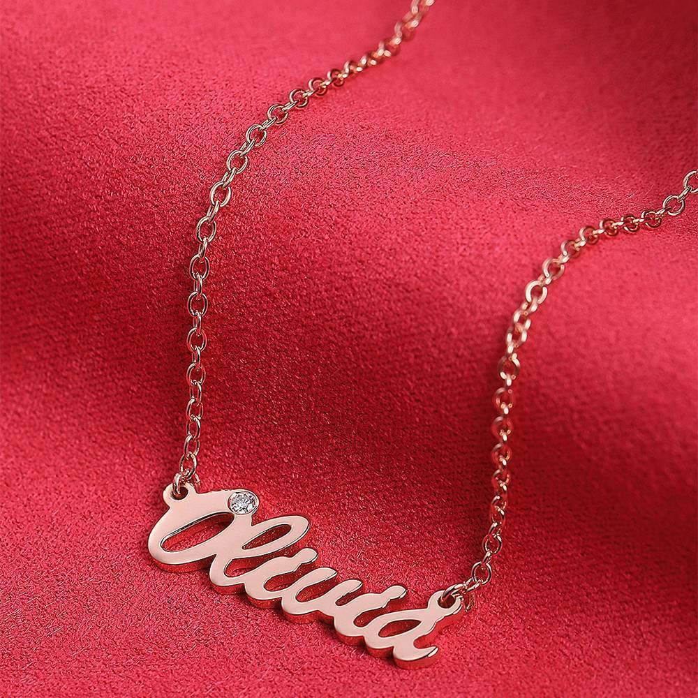 0.02ct Diamond Name Necklace Rose Gold Plated Silver