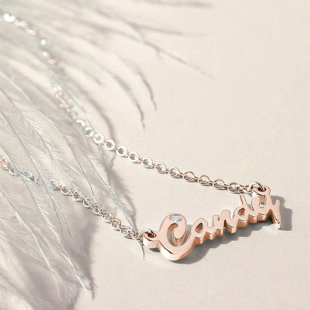 0.02ct Diamond Name Necklace Rose Gold Plated Silver