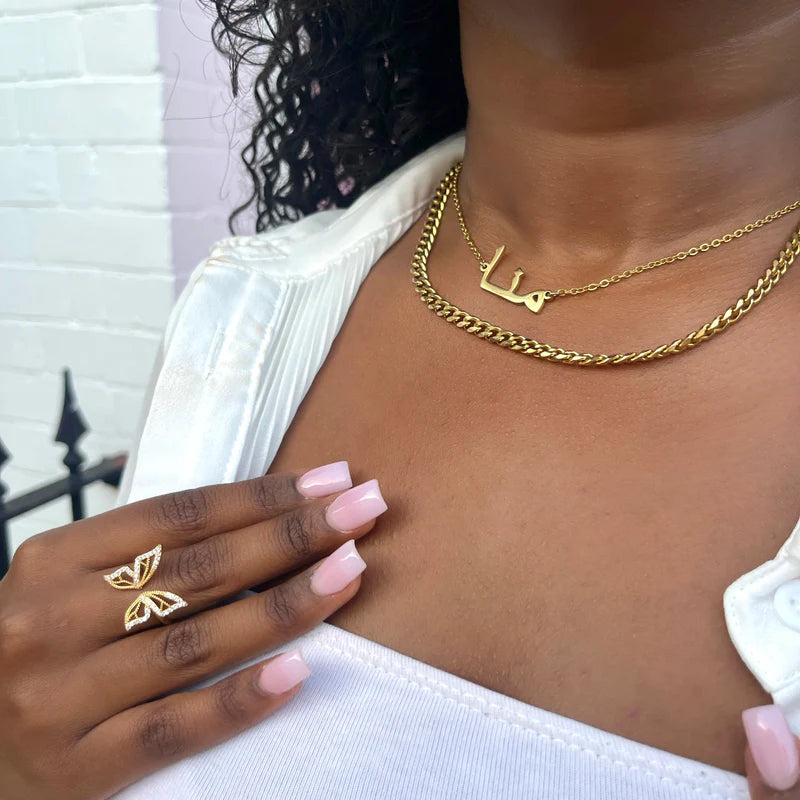Arabic Custom Name Necklace 14k Gold Plated Silver