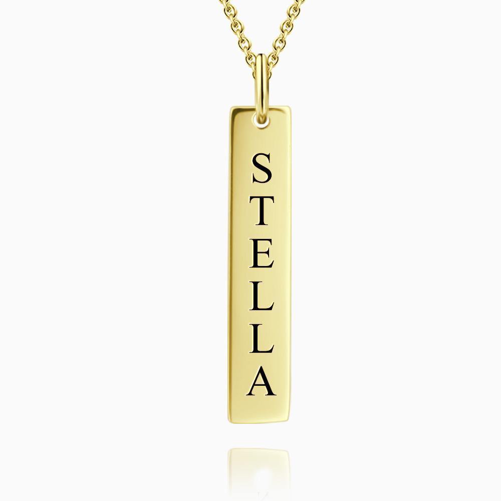 Vertical Bar Necklace with Engraving Silver