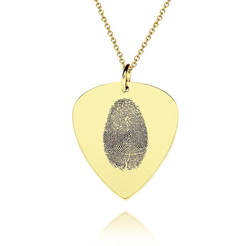 Actual Fingerprint Necklace Guitar Pick Necklace Memorial Gift for Him Rose Gold Plated