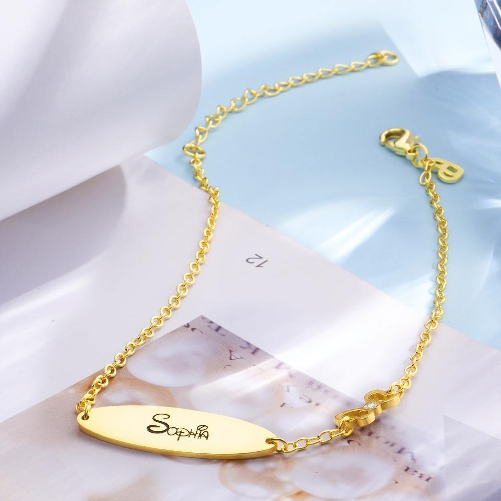Engraved Bracelet Custom  Name Bracelet Personalized Bracelet 14k Gold Plated