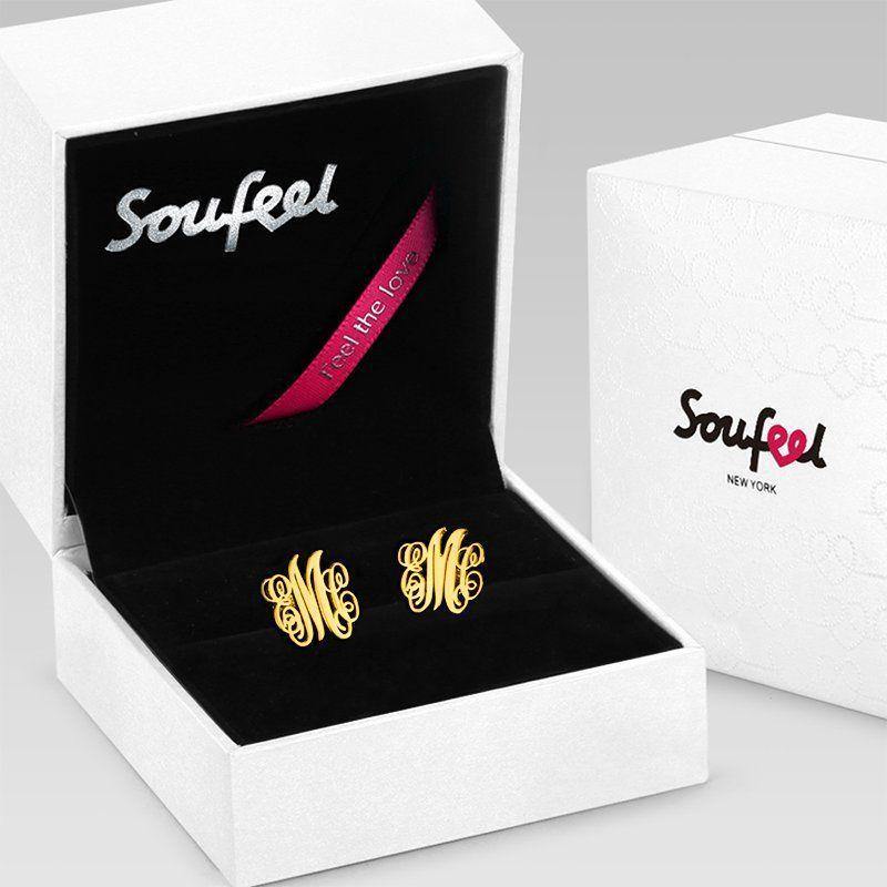 Monogram Earrings Gold Plated Silver