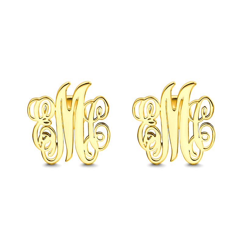 Monogram Earrings Rose Gold Plated Silver