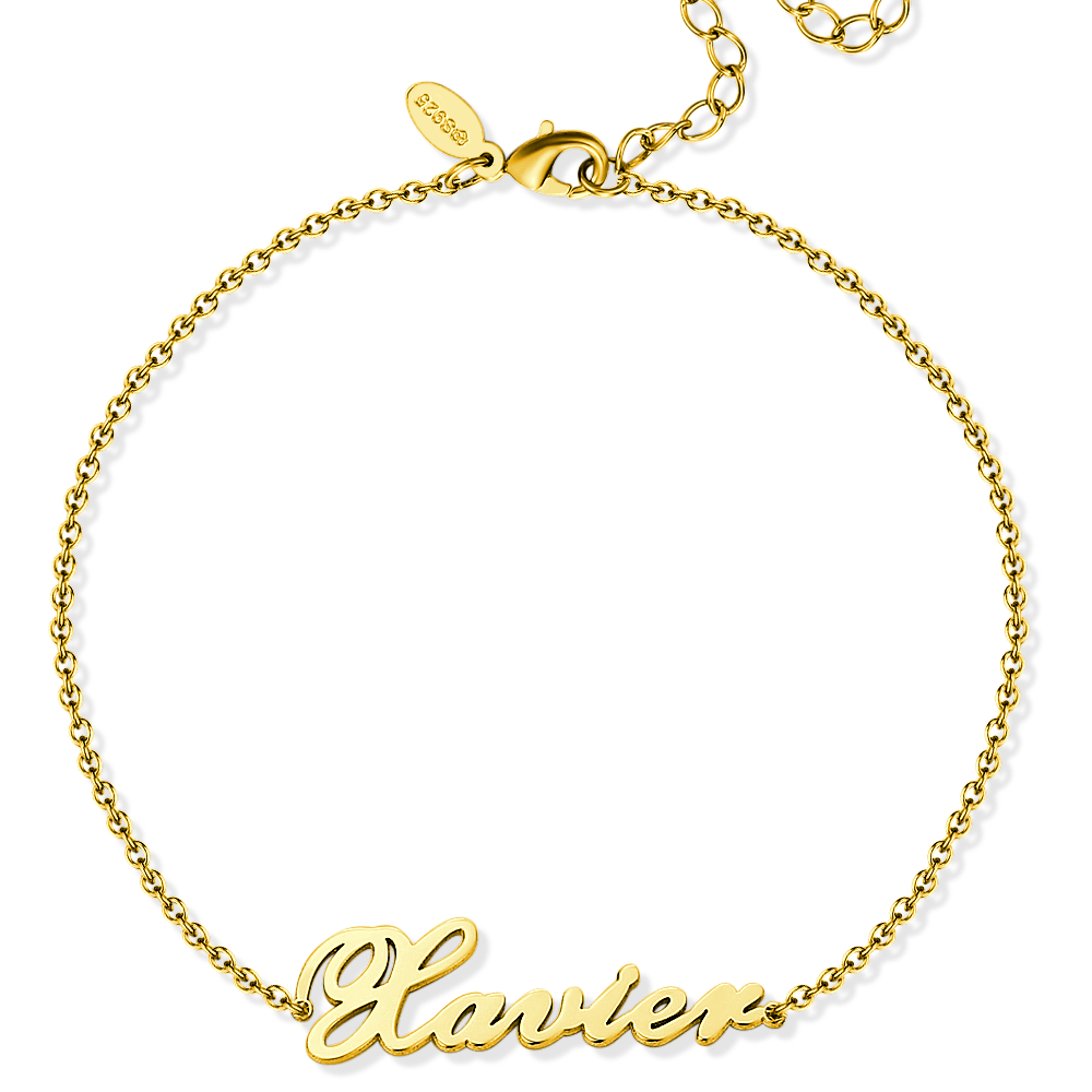 Personalized Name Anklet 14k Gold Plated Silver