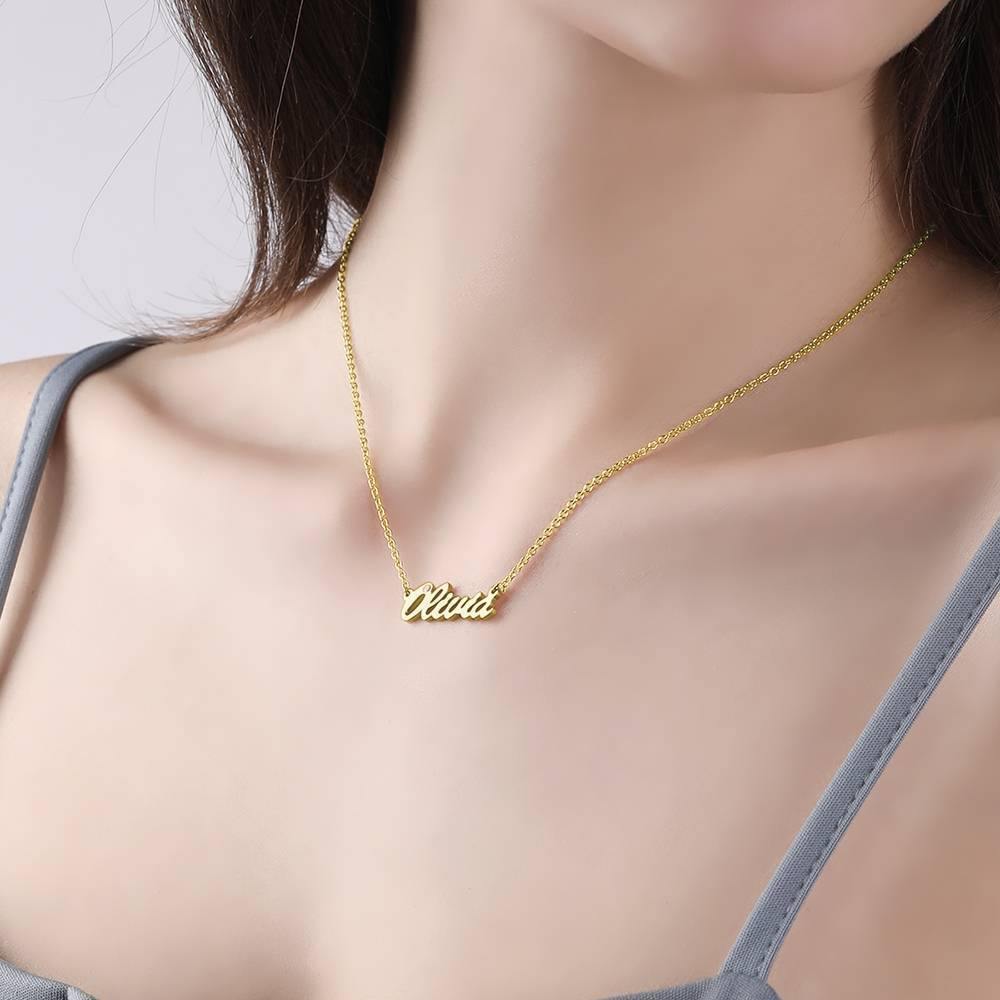 0.02ct Diamond Name Necklace 14k Gold Plated Silver