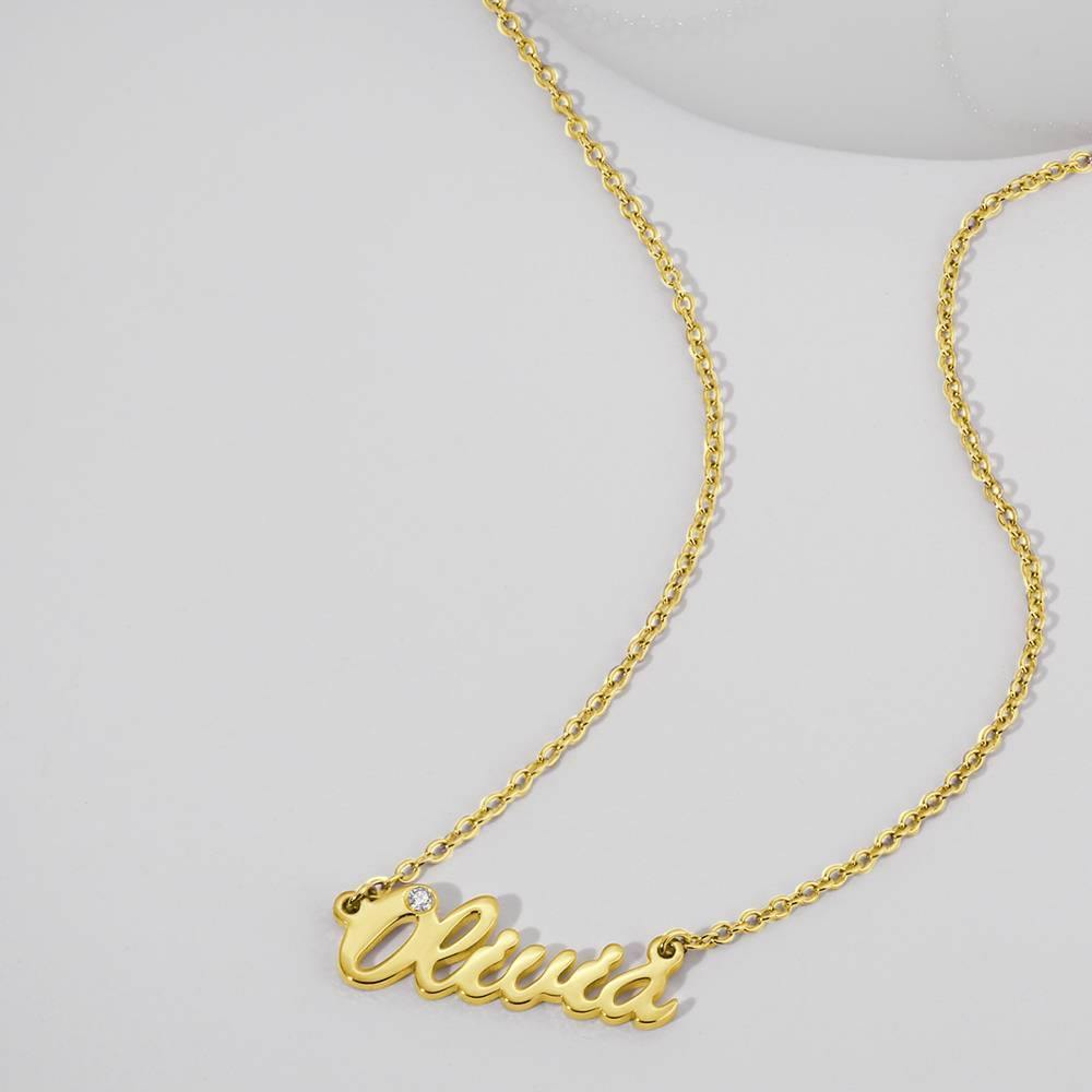0.02ct Diamond Name Necklace 14k Gold Plated Silver