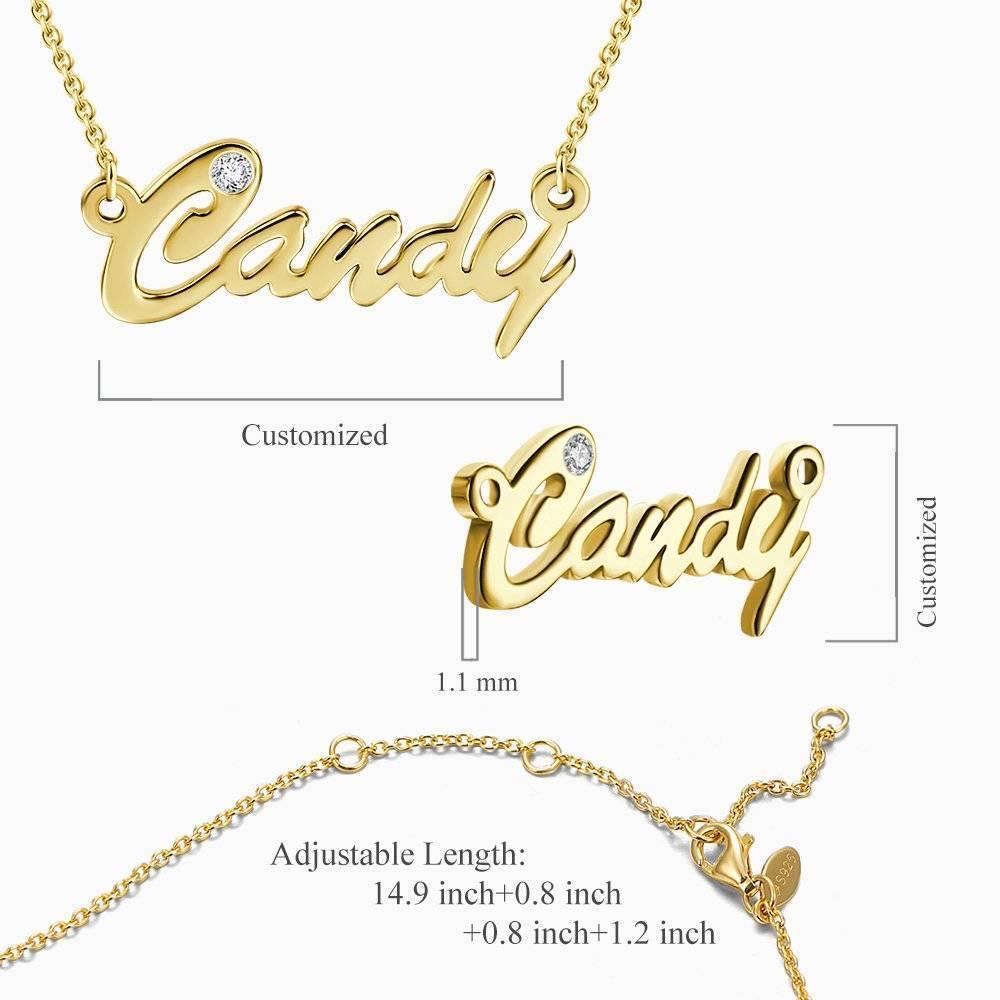 0.02ct Diamond Name Necklace 14k Gold Plated Silver