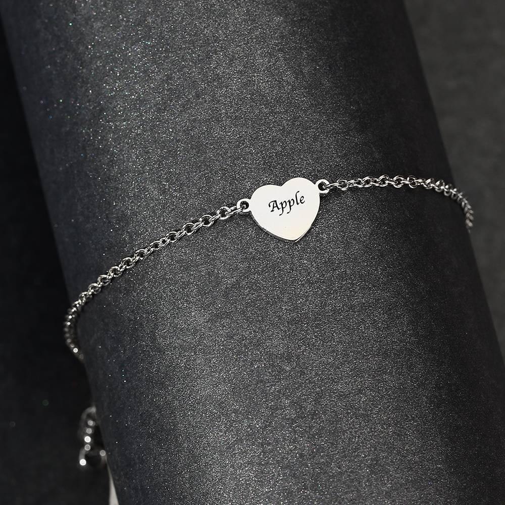 Sterling Silver Engraved Heart Anklet