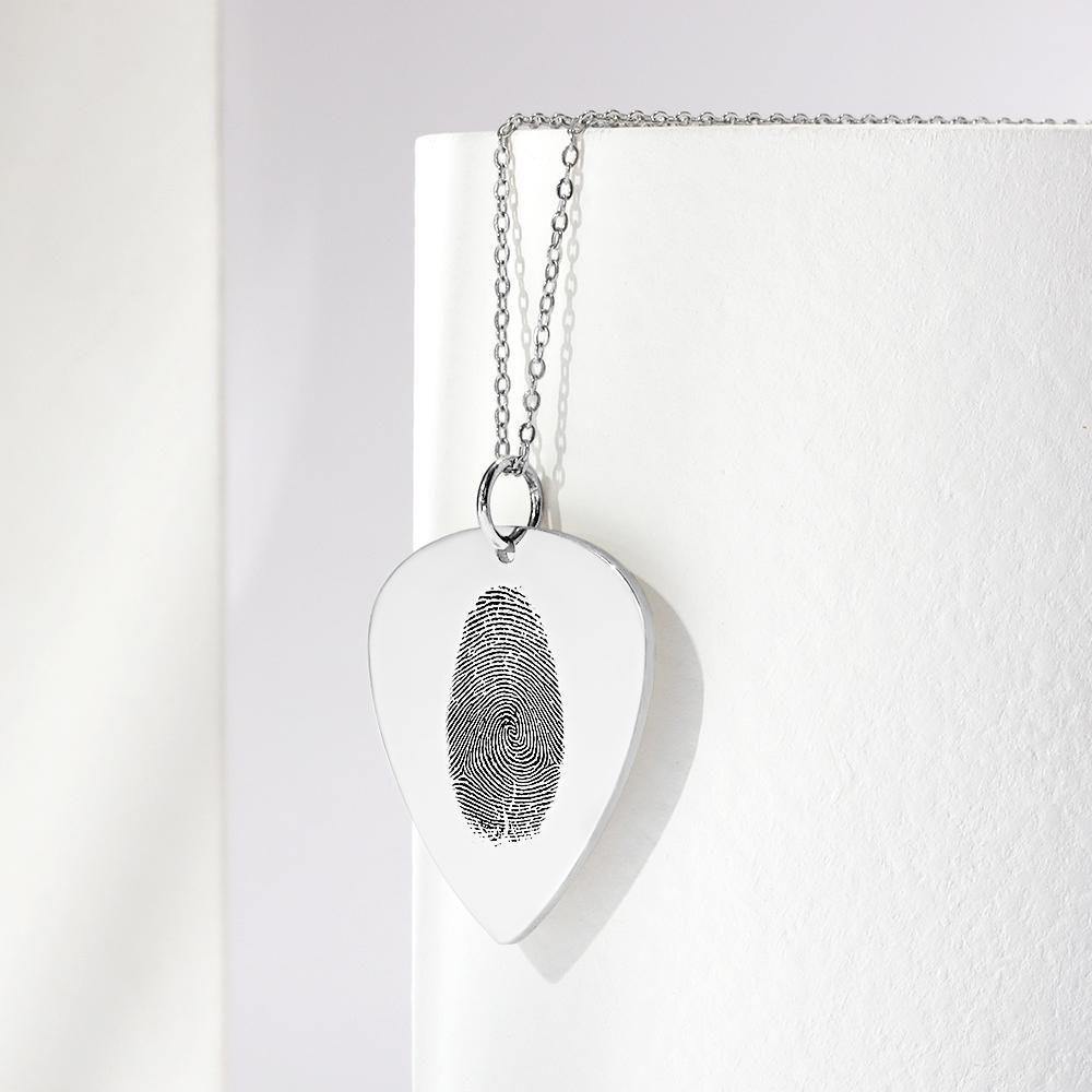 Actual Fingerprint Necklace Guitar Pick Necklace Memorial Gift for Him