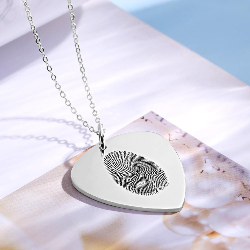 Actual Fingerprint Necklace Guitar Pick Necklace Memorial Gift for Him