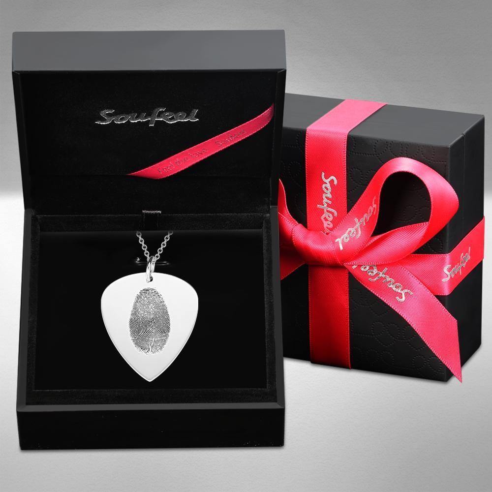 Actual Fingerprint Necklace Guitar Pick Necklace Memorial Gift for Him