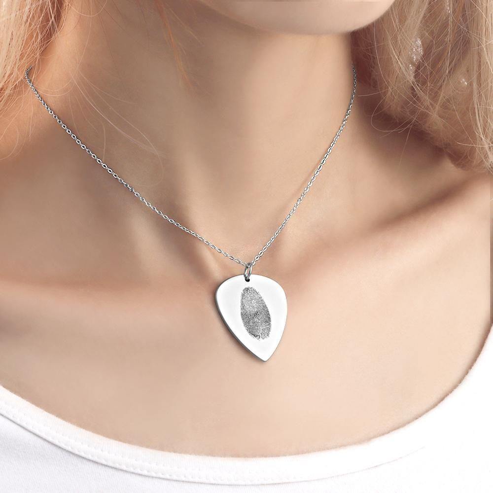 Actual Fingerprint Necklace Guitar Pick Necklace Memorial Gift for Him