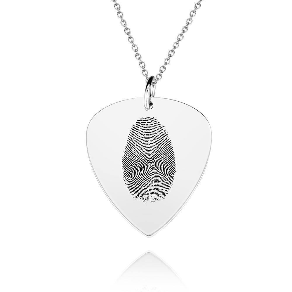 Actual Fingerprint Necklace Guitar Pick Necklace Memorial Gift for Him Rose Gold Plated
