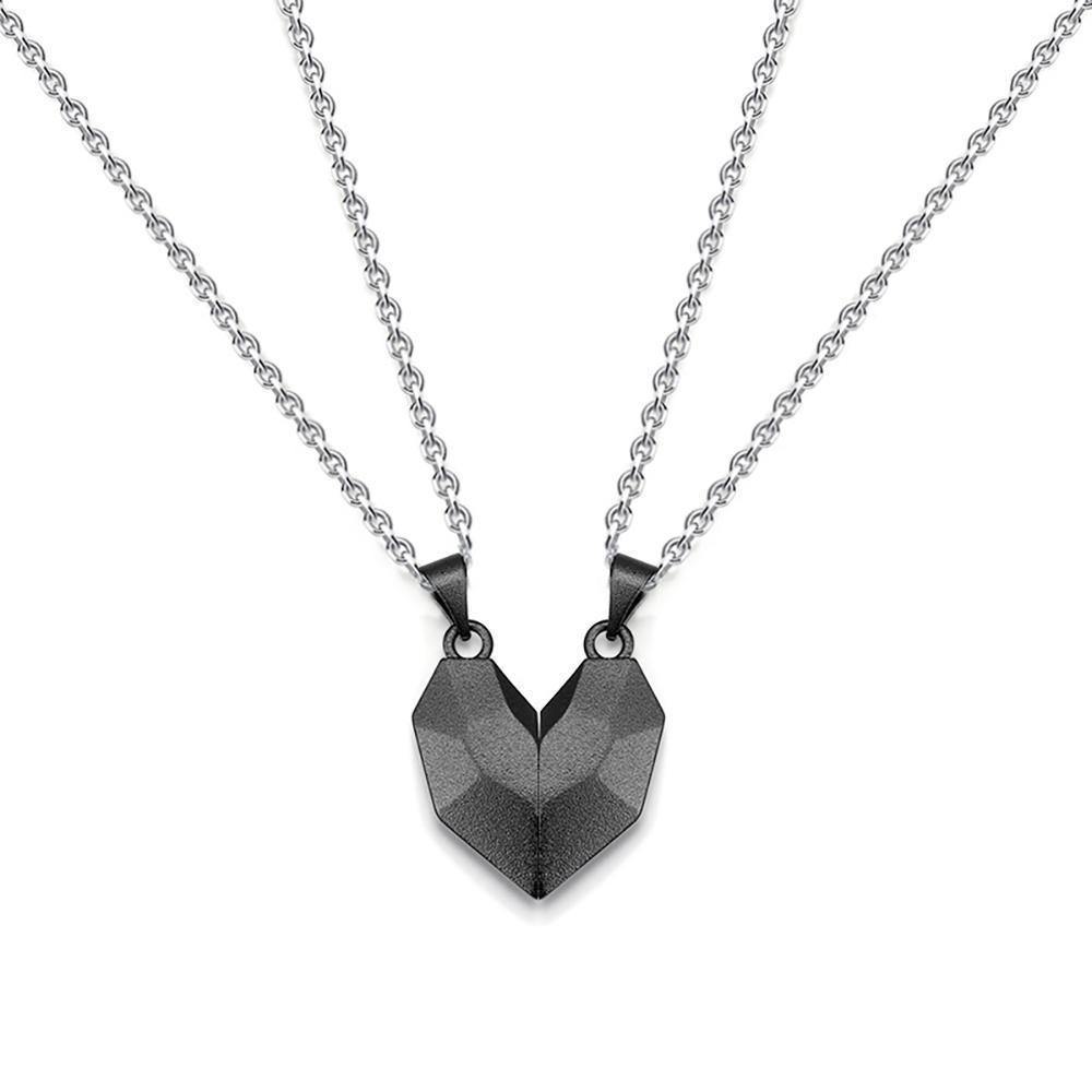 2 Pieces Custom Magnetic Patchwork Heart-Shaped Necklace Memorial Gifts