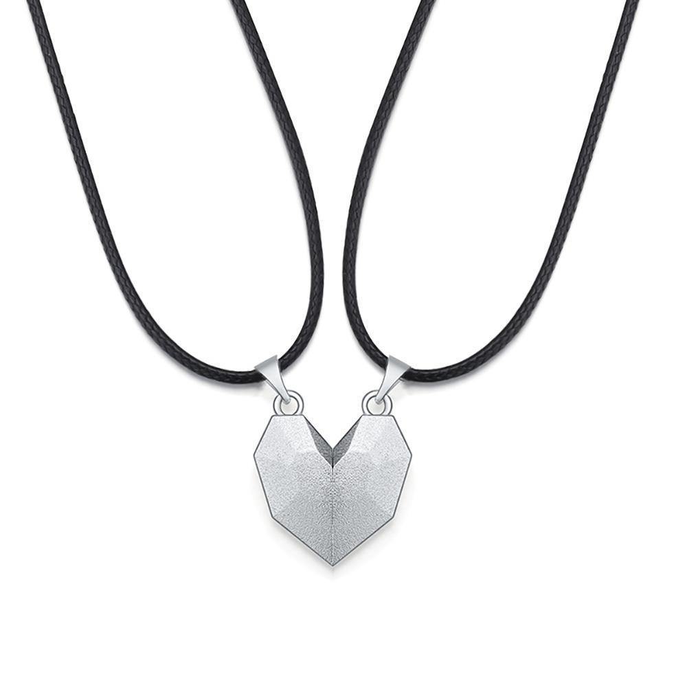 2 Pieces Custom Magnetic Patchwork Heart-Shaped Necklace Memorial Gifts