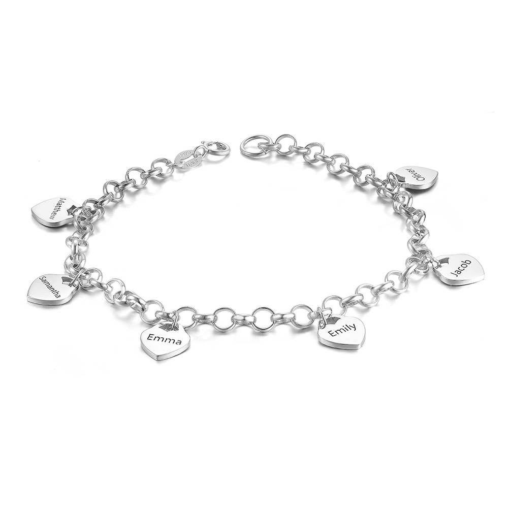 Engraved Bracelet with Heart Six Names Rose Gold Plated