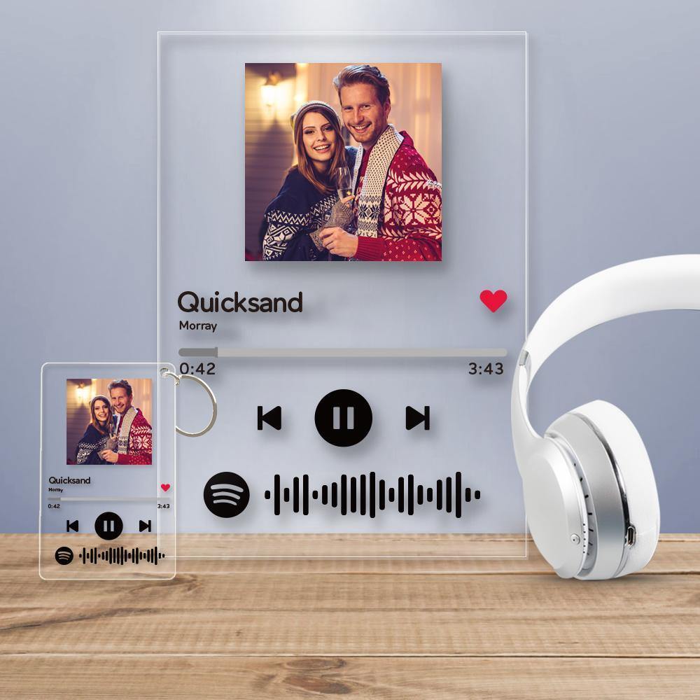 Scannable Spotify Code Plaque Keychain Music and Photo Acrylic, Song Keychain 2.1in*3.4in (5.4*8.6cm)