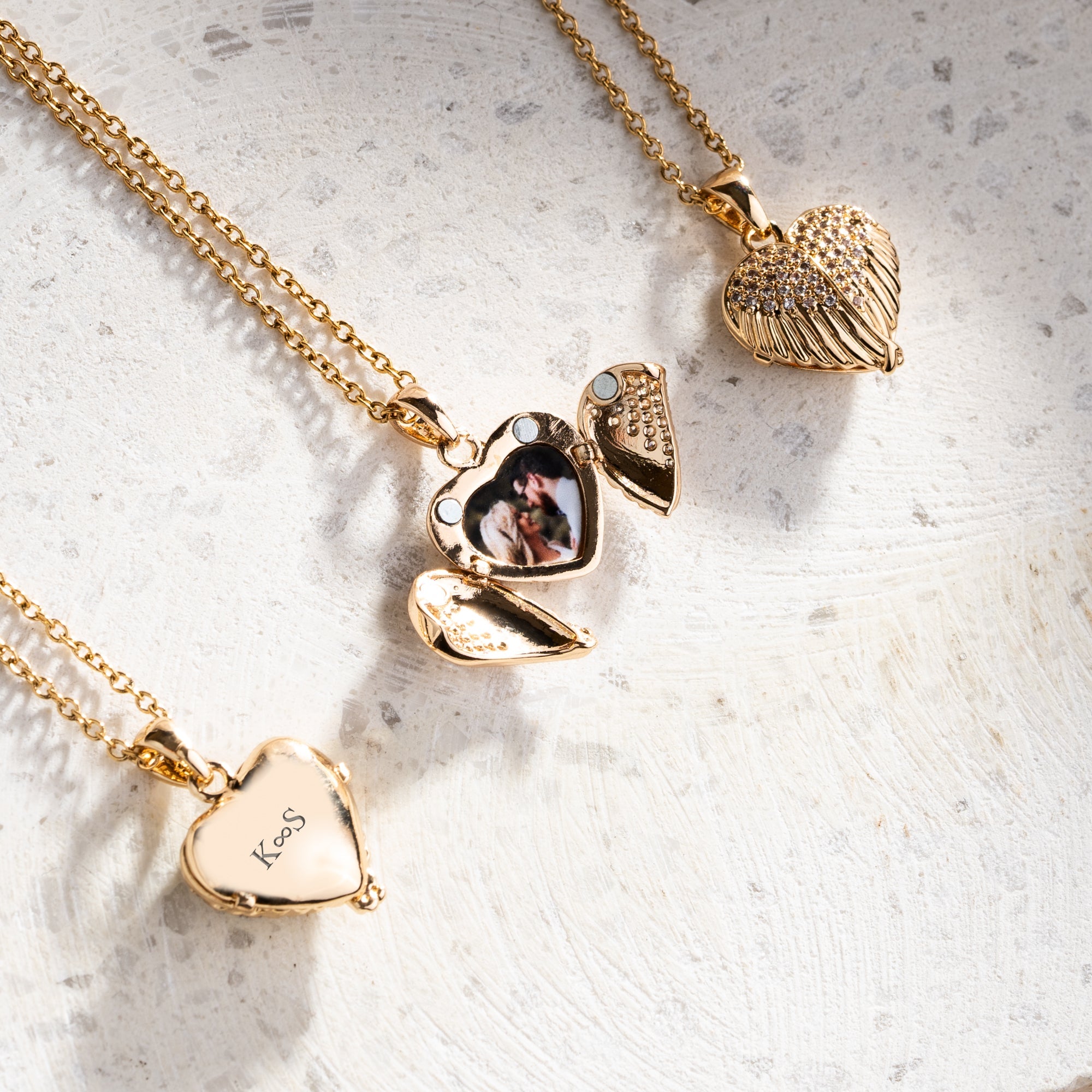 Angel Wings Heart Photo Necklace