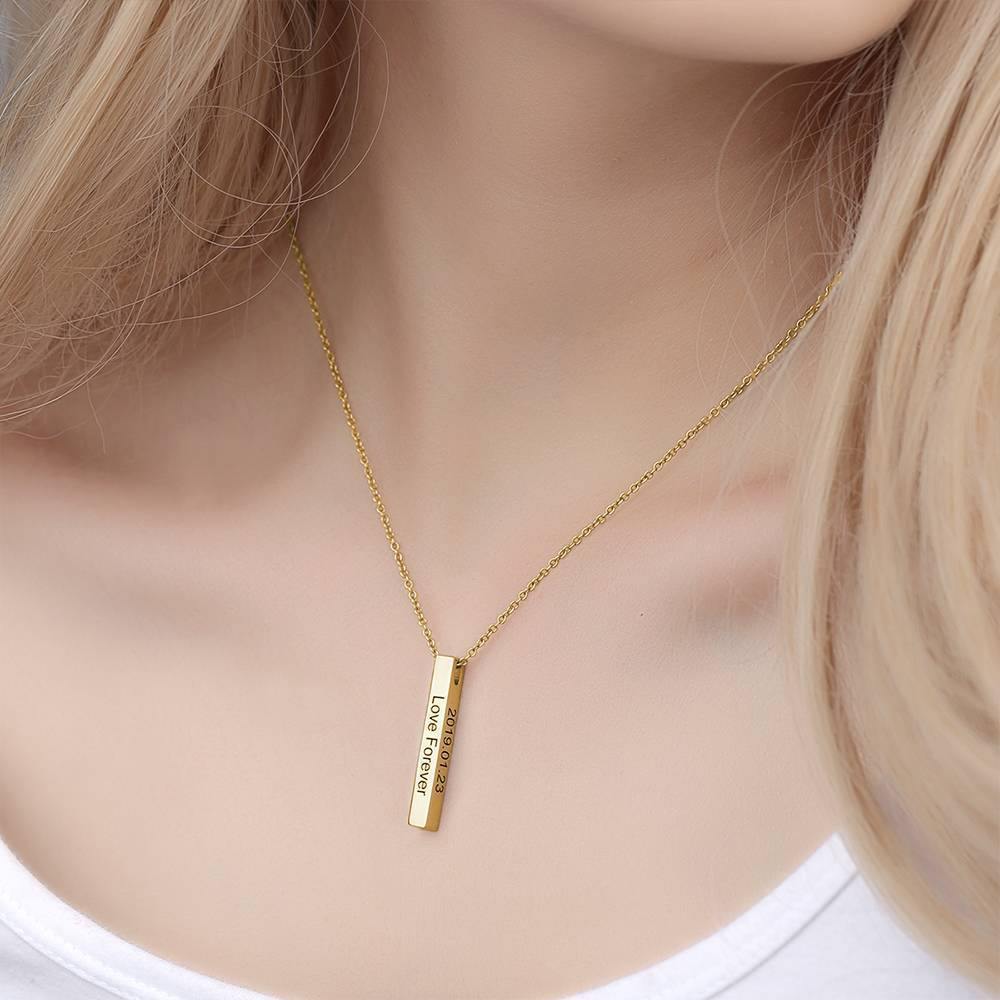 3D Name Necklace -  Custom Vertical Bar Necklace - Name Plate Necklace Engraved - Gifts for Husband