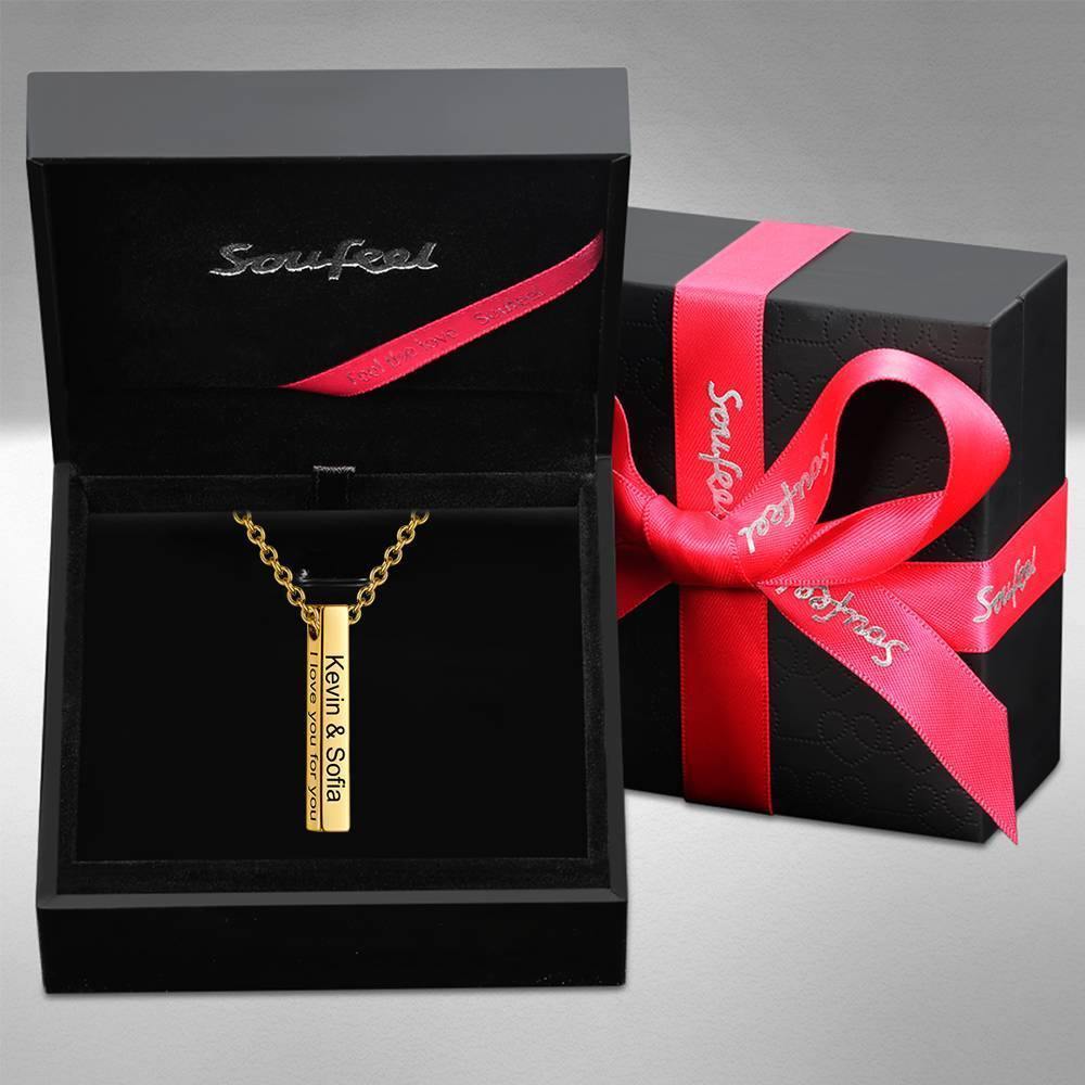 3D Name Necklace -  Custom Vertical Bar Necklace - Name Plate Necklace Engraved - Gifts for Husband