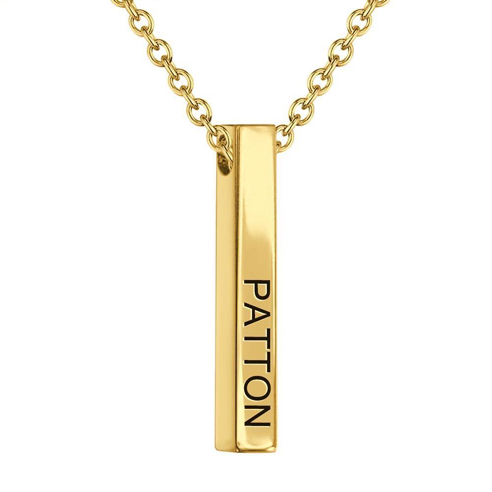 3D Name Necklace -  Custom Vertical Bar Necklace - Name Plate Necklace Engraved - Gifts for Husband