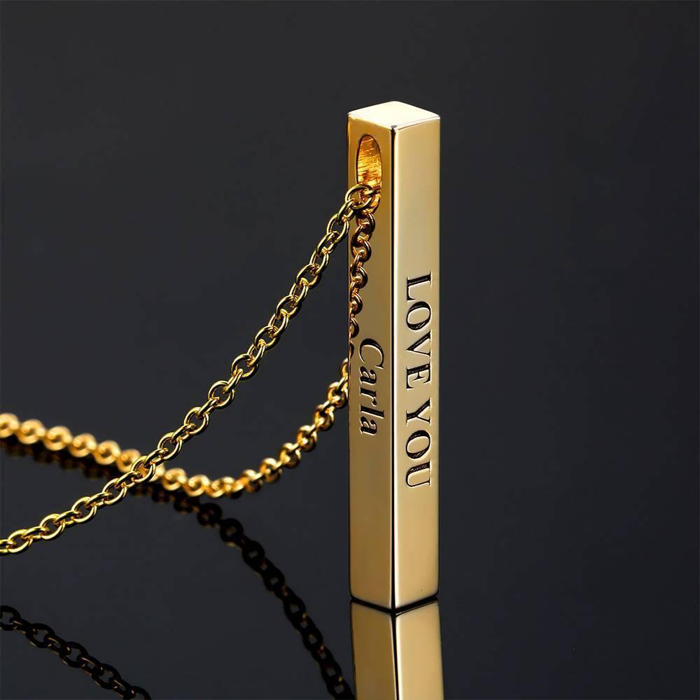3D Name Necklace -  Custom Vertical Bar Necklace - Name Plate Necklace Engraved - Gifts for Husband