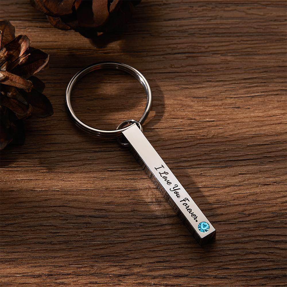 3D Engraved Keychain with Birthstone February