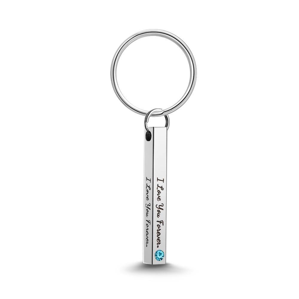3D Engraved Keychain with Birthstone February
