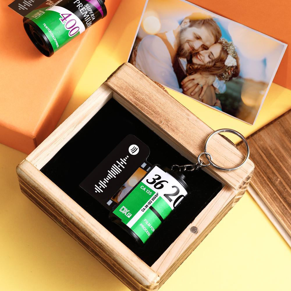 10 Pics Custom Photo Camera Roll Keychain Customized Photo Gifts for Family Green Color