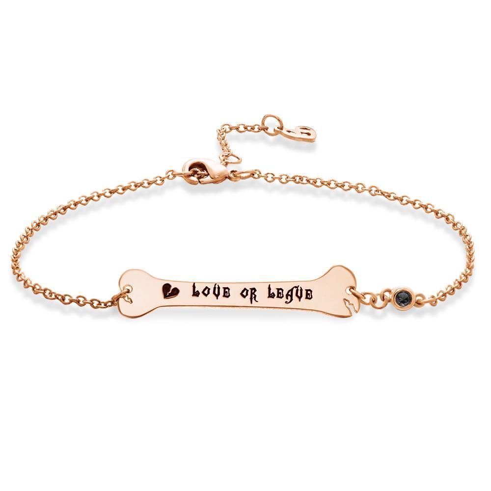 Custom Bracelet Name Bracelet Bone Bar Bracelet with Broken Heart Gifts 14k Gold Plated Silver