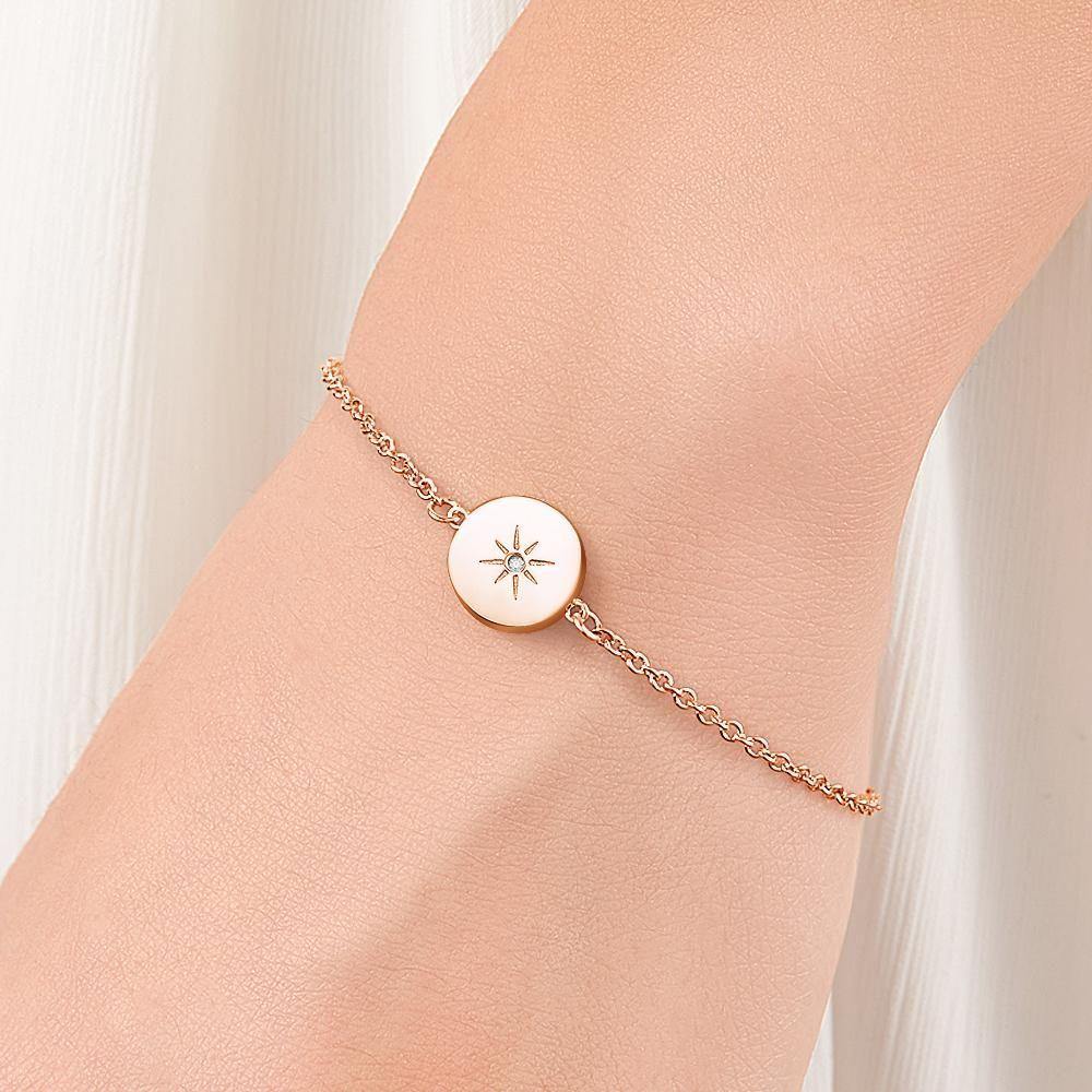 Engraved Bracelet with Sunshine Bracelet Gift for Her Rose Gold Plated