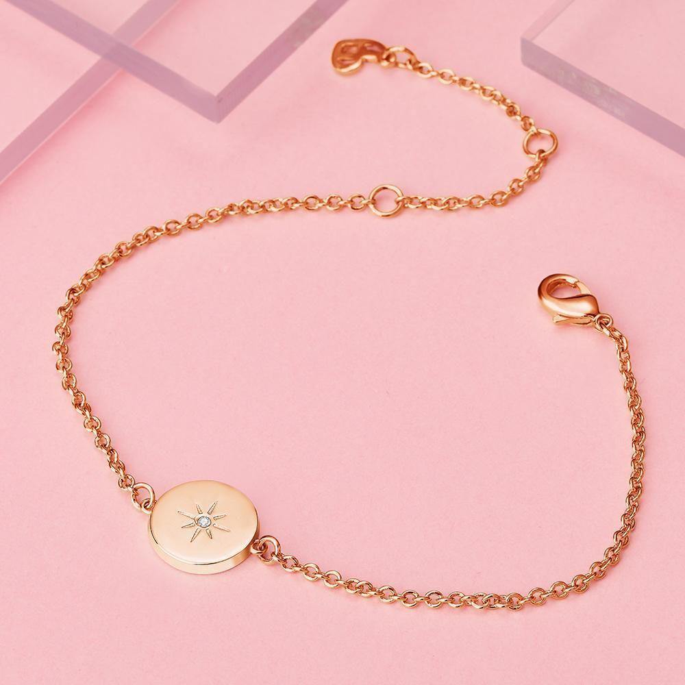 Engraved Bracelet with Sunshine Bracelet Gift for Her Rose Gold Plated
