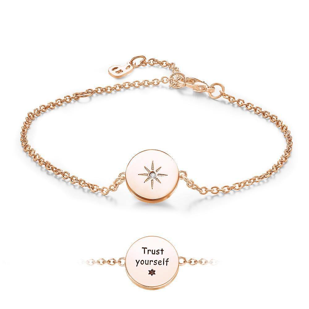 Engraved Bracelet with Sunshine Bracelet Gift for Her Rose Gold Plated