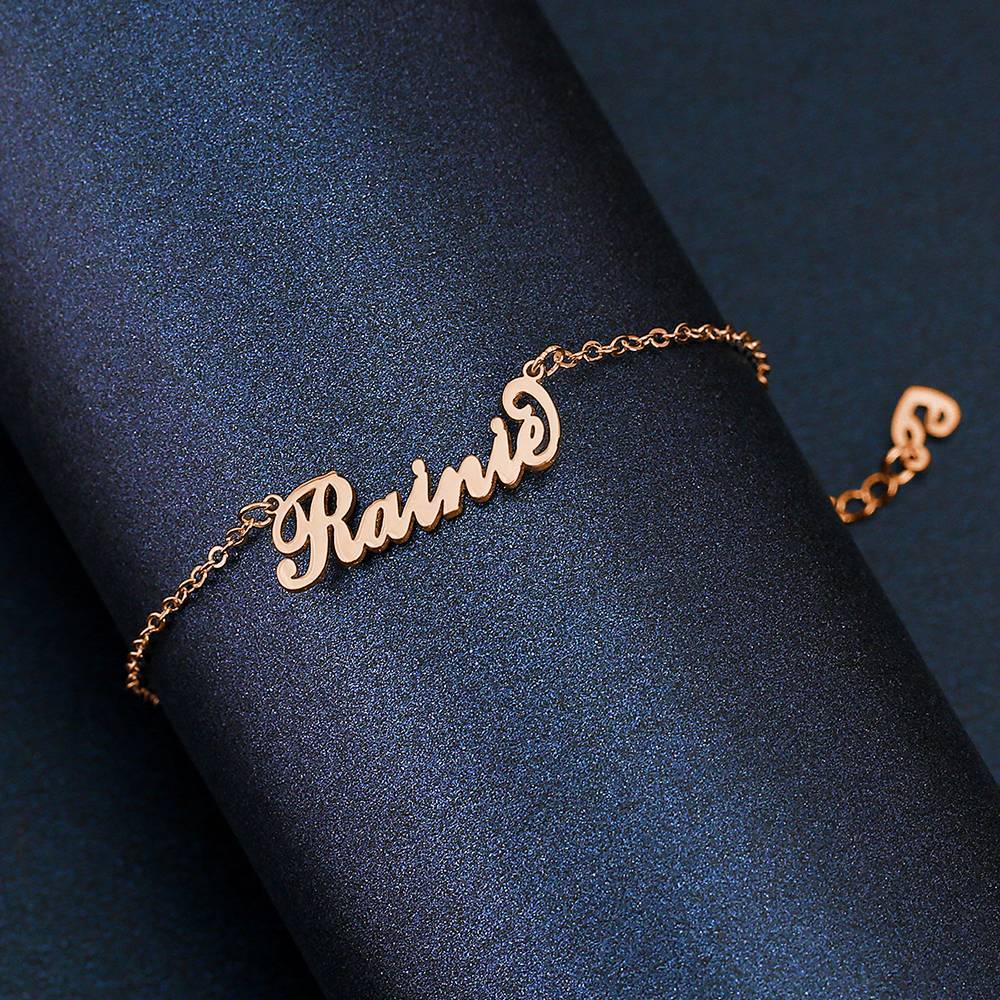 Children's Name Anklet Rose Gold Plated - Length Adjustable
