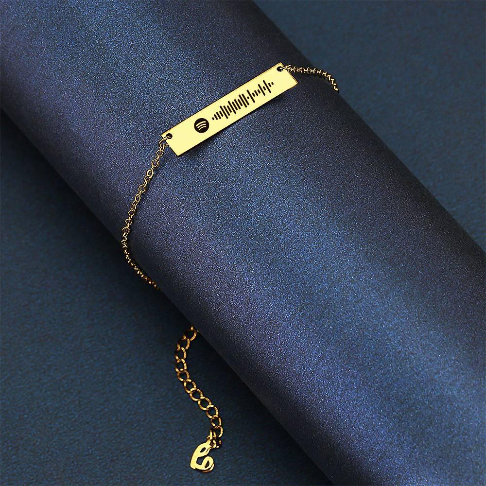 Scannable Spotify Code Anklet Engraved Bar Anklet Golden Color Gifts for Valentine's Day