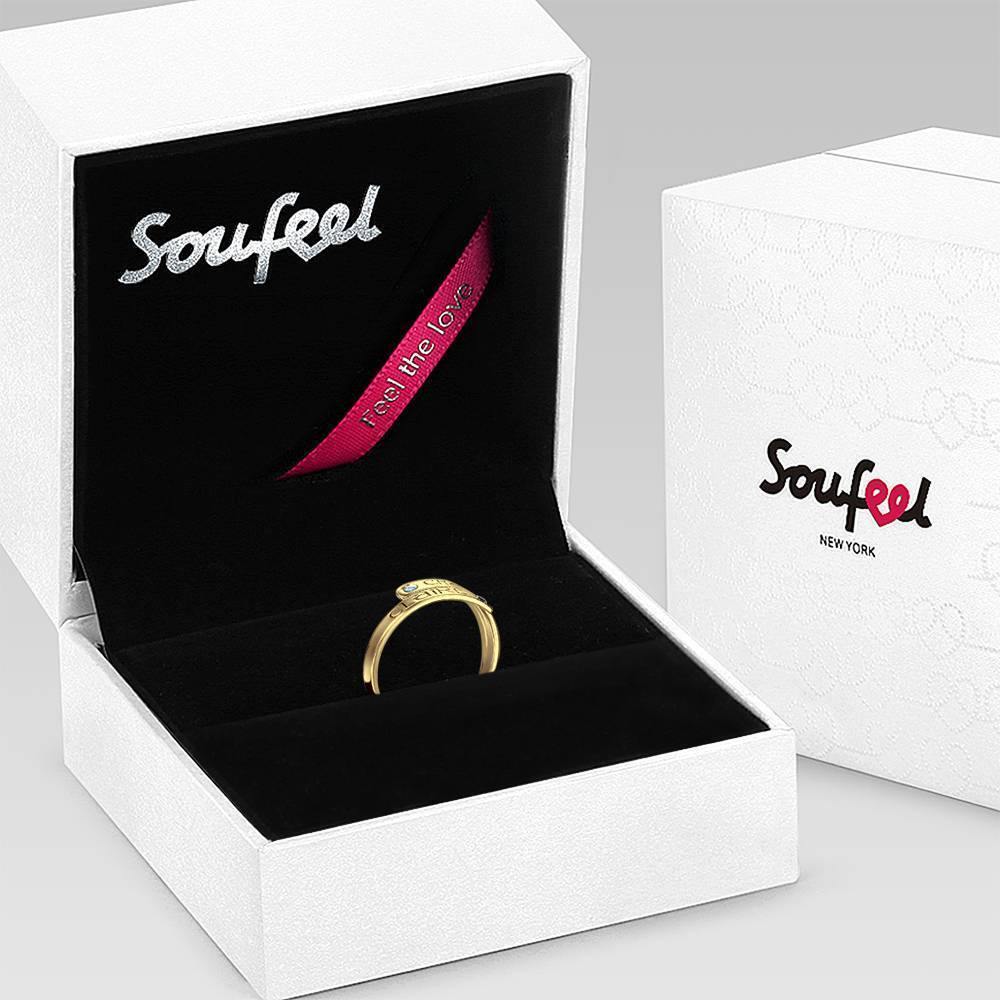 Birthstone Wrap Ring, Engraved Ring I Love You 14K Gold Plated